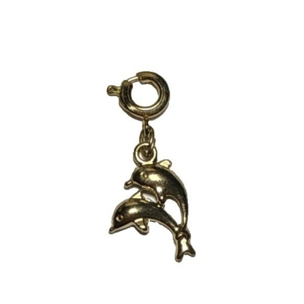 Diamonds Intl Two‎ Dolphins Charm Gold Tone Spring Ring J-10C